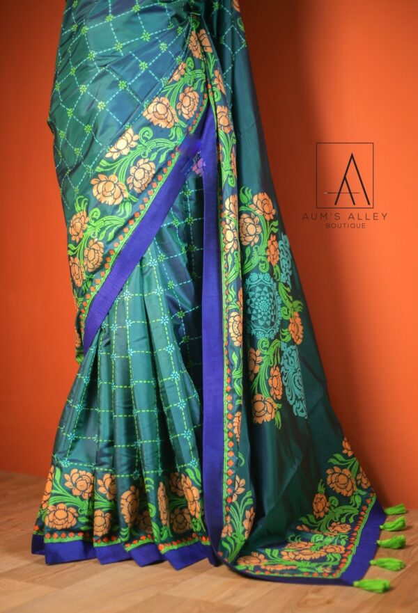 Deep Nilkanthi Dual Tone Premium Art Silk Saree