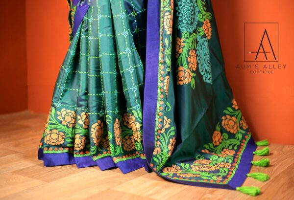 Deep Nilkanthi Dual Tone Premium Art Silk Saree