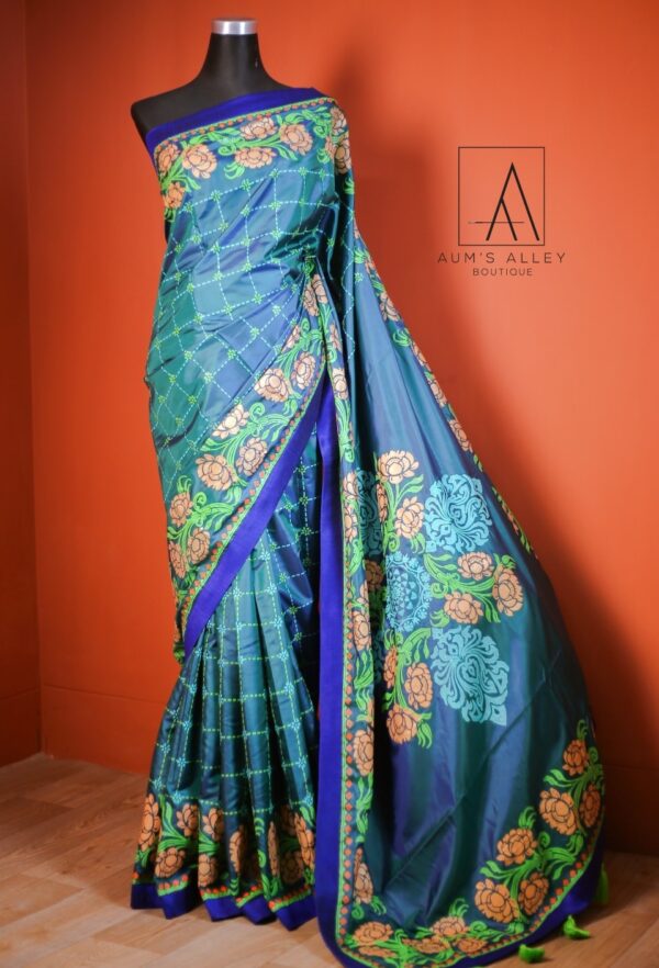 Deep Nilkanthi Dual Tone Premium Art Silk Saree