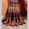 Deep Maroon Handstitched Hand Block Dual Tone Premium Silk Saree