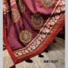 Deep Maroon Handstitched Hand Block Dual Tone Premium Silk Saree