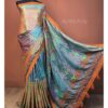 Dual Tone Handstitched Hand Block Premium Silk Saree