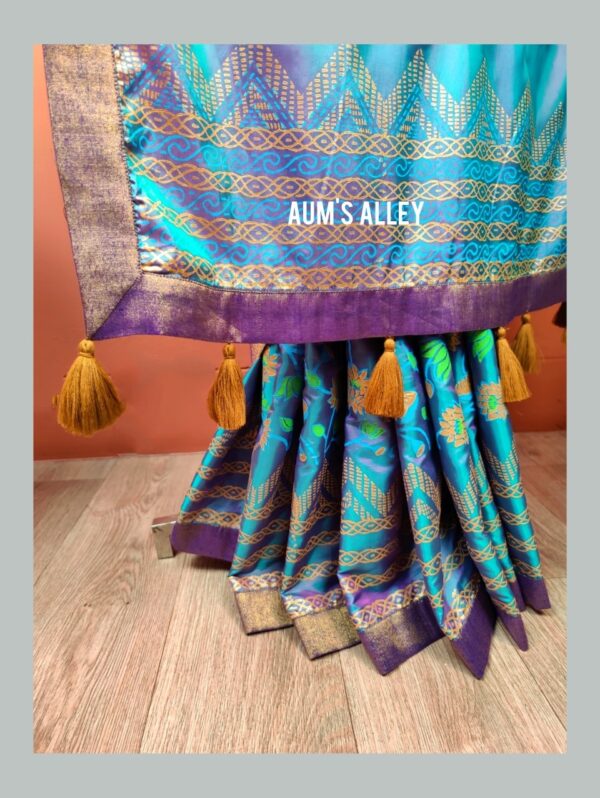 Handstitched Hand Block Dual Tone Premium Silk Saree