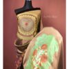 Metallic Gold Handstitched Hand Block Premium Silk Saree