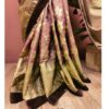 Metallic Gold Handstitched Hand Block Premium Silk Saree