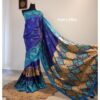 Royal Blue Hand-Stitched Hand Block Premium Silk Saree