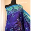 Royal Blue Hand-Stitched Hand Block Premium Silk Saree