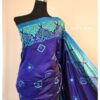 Royal Blue Hand-Stitched Hand Block Premium Silk Saree