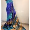 Royal Blue Hand-Stitched Hand Block Premium Silk Saree