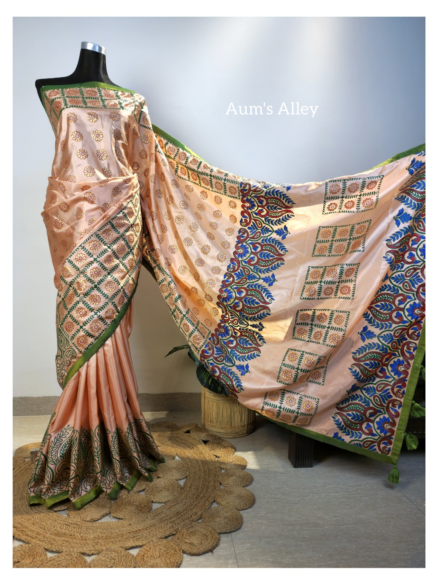 Rose Pink Premium Art Silk Blockprint Saree 8 Rose Pink Premium Art Silk Blockprint Saree