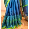 Egyptian-Midnight Blue Premium Art Silk Blockprint Saree