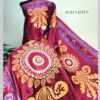 Magenta Maroon Art Silk Saree with Bungi Orange Blocks