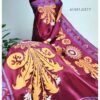 Magenta Maroon Art Silk Saree with Bungi Orange Blocks