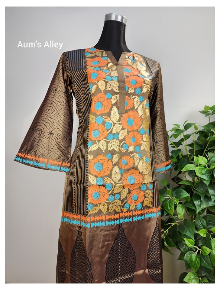 Surjokotha 4: Blockprint Premium Art Silk 3 Piece